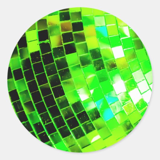 Green Funky Disco Ball Ronde Sticker (Voorkant)