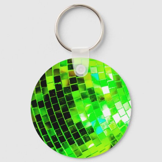 Green Funky Disco Ball Sleutelhanger (Voorkant)