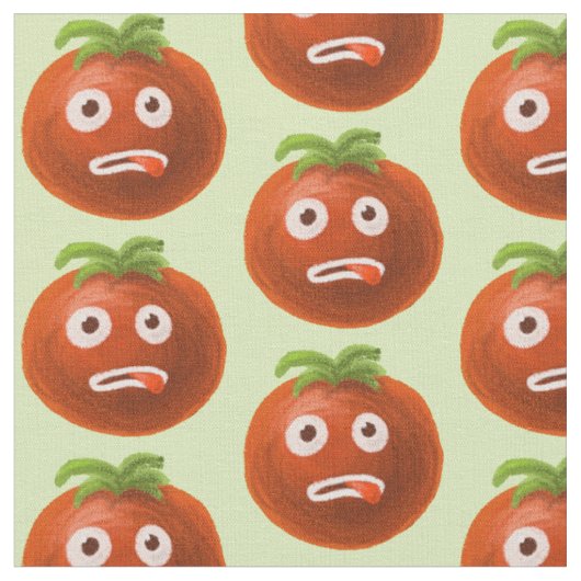 Green Funny Cartoon Tomato Pattern Stof (Close Up)