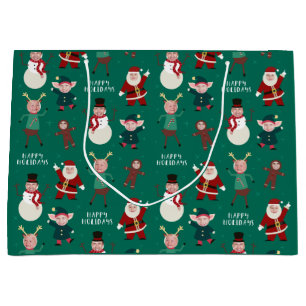 Green Funny Family Photo Holiday Gift Bag Groot Cadeauzakje