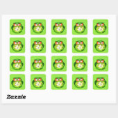 Green Funny Owl Vierkante Sticker (Vel)