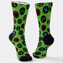 Green Gamer Console Buttons Socks Gaming Sokken