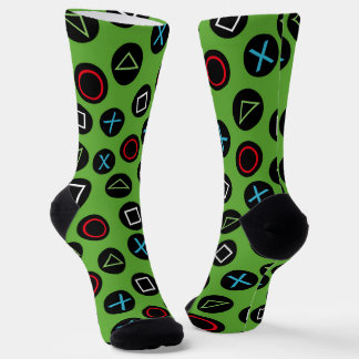 Green Gamer Console Buttons Socks Gaming Sokken