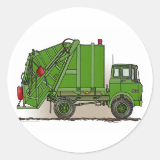 Green Garbage Truck Ronde Sticker
