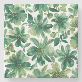 Green Garden Floral Botanical Watercolor Painting Stenen Onderzetter