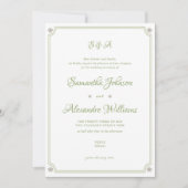 Green Garden Minimalist Script Wedding Ceremony Kaart (Voorkant)