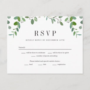 Green Garland Greenery Wedding RSVP Reply Card Briefkaart