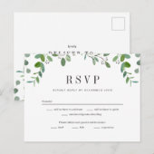 Green Garland Greenery Wedding RSVP Reply Card Briefkaart (Voorkant / Achterkant)