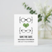 Green Geeky Glass Enregistrer la carte postale Dat (Debout devant)