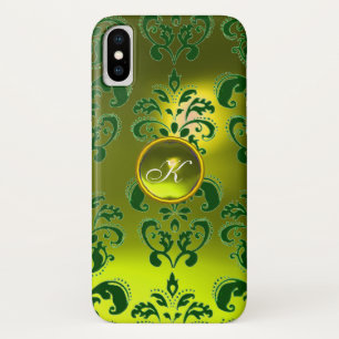GREEN GEEL DAMASKMONOGRAM iPhone X HOESJE