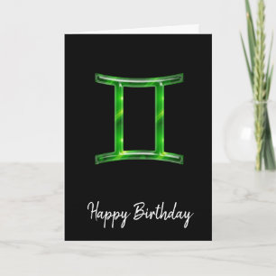 Green Gemini Sign Birthday Kaart