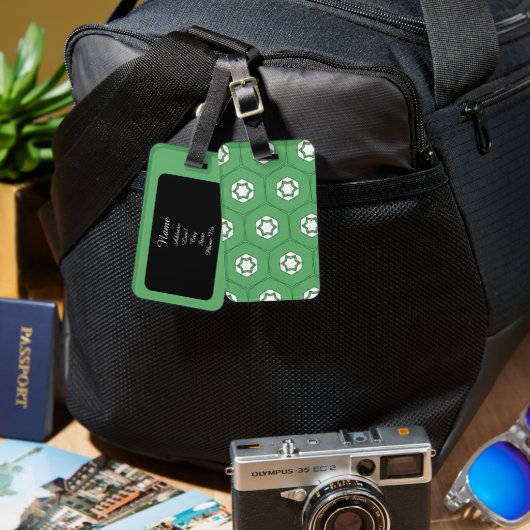 Green geometric design luggage tag bagagelabel (Voorkant /achterkant)