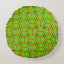 Green Geometric Floral Pattern Round Pillow