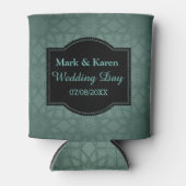 Green Geometric Pattern Custom Text Elegant Blikjeskoeler (Voorkant)