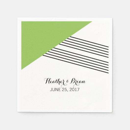 Green Geometric Stripe Paper Napkins Servetten (Voorkant)