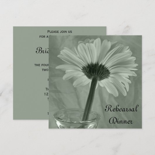 Green Gerber Daisy Wedding Rehearsal Dinner Kaart (Voorkant / Achterkant)