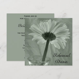 Green Gerber Daisy Wedding Rehearsal Dinner Kaart