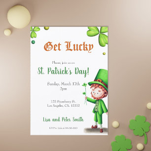 Green Get Lucky Clover Leprechaun St Patrick's Day Kaart