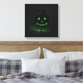 Green Ggloing Black Halloween Jack O Lantern Canvas Afdruk (Insitu (Slaapkamer))