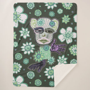 Green Giant Drollery Floral beroemd gemaakt door N Sherpa Deken