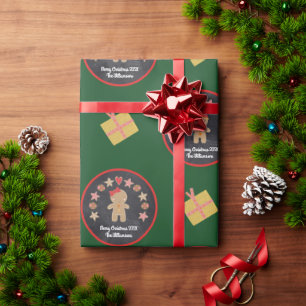 Green Gingerbread Cookie Chalkboard Script Naam Cadeaupapier