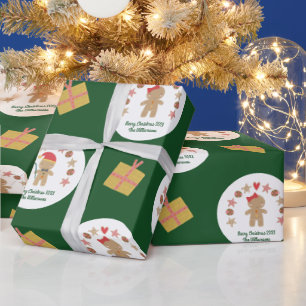 Green Gingerbread Cookie Custom Name Script Fun Cadeaupapier