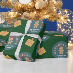 Green Gingerbread Cookie Script Aangepaste naam Sc Cadeaupapier