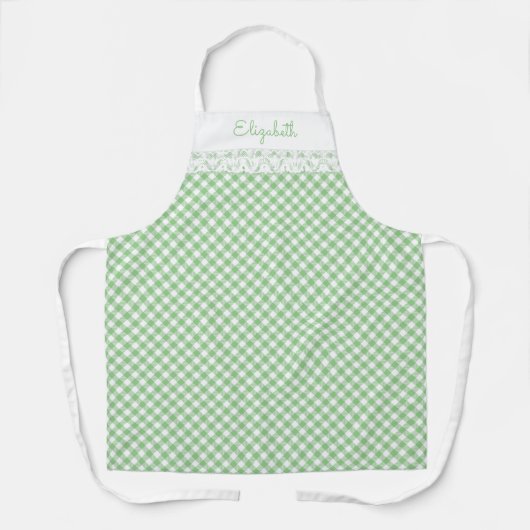 Green Gingham All-Over Print Apron Schort (Voorkant)