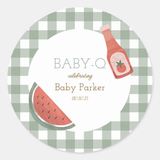 Green Gingham Baby-Q Circular Sticker (Voorkant)