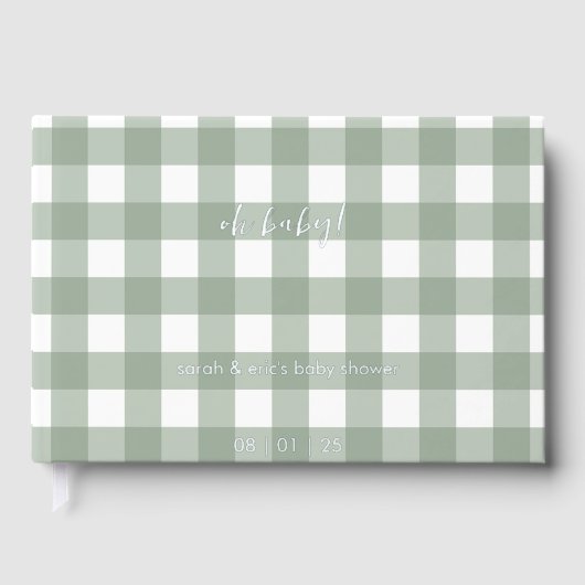 Green Gingham Baby Shower Guest Book (Recto)