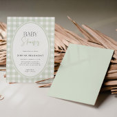 Green Gingham Baby Shower Invitation