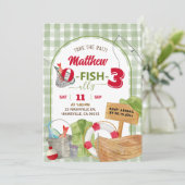 Green Gingham Boy Vist verjaardag Kaart (Staand voorkant)