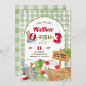 Green Gingham Boy Vist verjaardag Kaart (Voorkant / Achterkant)