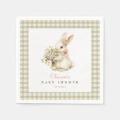 Green Gingham  Bunny Baby shower Servet (Voorkant)