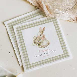 Green Gingham  Bunny Baby shower Servet