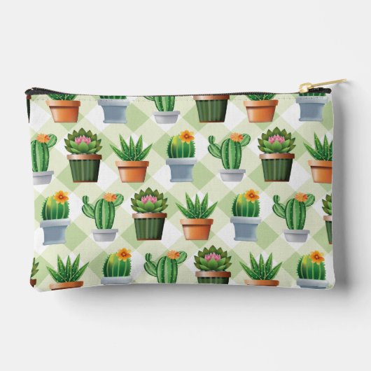 Green Gingham Cactus Pattern Etui (Achterkant)