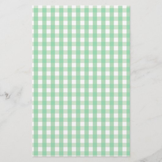 Green Gingham Check Patroon Briefpapier (Voorkant)