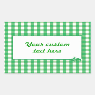 Green Gingham Check Patroon Rechthoekige Sticker