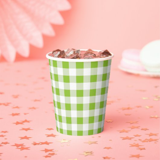 Green Gingham Check Summer Picnic Paper Cup Papieren Bekers (Insitu)