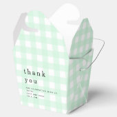 Green Gingham Dank u picknick Baby shower Bedankdoosjes (Geopend)