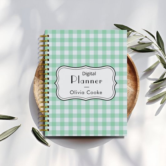 Green Gingham Digitale Planner met aangepaste naam