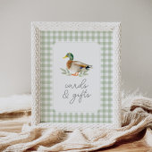 Green Gingham Duck Baby shower Kaarten en geschenk Poster