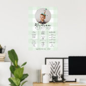 Green Gingham eerste verjaardag mijlpaal tijdlijn Poster (Thuiskantoor)
