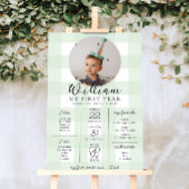 Green Gingham eerste verjaardag mijlpaal tijdlijn Poster