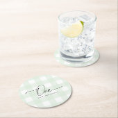 Green Gingham First Birthday Drink Onderzetter (Insitu)