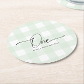 Green Gingham First Birthday Drink Onderzetter (Gebogen)