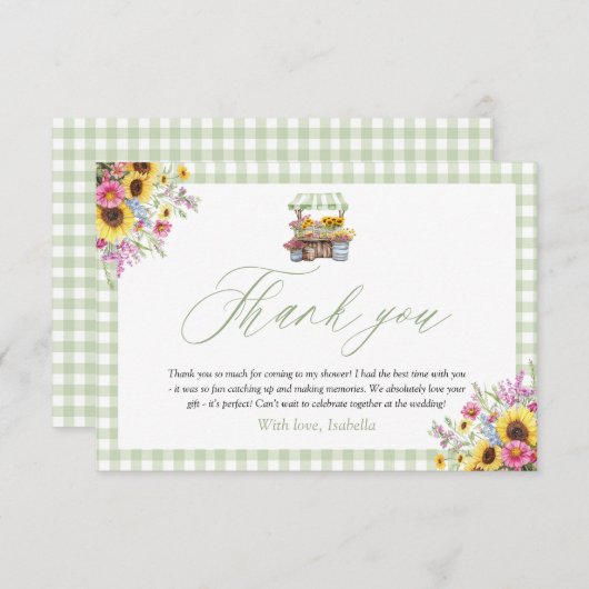 Green Gingham Fresh van de markt Bedankt Card (Voorkant / Achterkant)