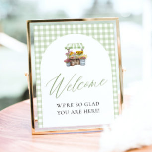 Green Gingham Fresh van de markt welkomstbord Poster