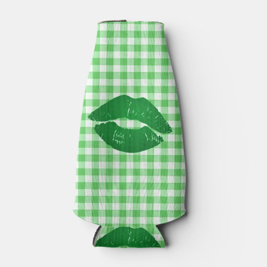 Green Gingham Fun Irish Kiss St Patrick's Day Flesjeskoeler (Voorkant)