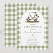 Green Gingham Golf Boy Baby Shower Invitation (Devant / Derrière)